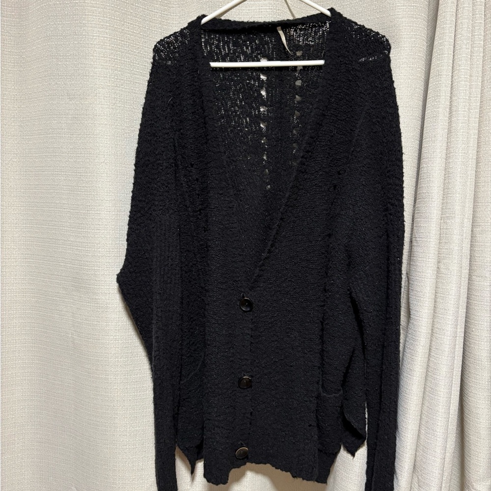 Free peopel Black Knit Cardigan with Button Closure